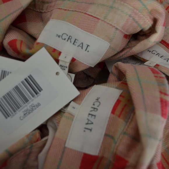 NWT $296 The Great Scouting Plaid Button Down Long Sleeve Blouse - Picture 8 of 9